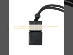 8ml Square Matte Black Car Perfume Bottle Square Pendant For Car Essential Oil Hanging With Lid