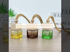 8ml Square Colored Bottle Car Perfume Brands Car Air Freshener With Screw Wood Lid